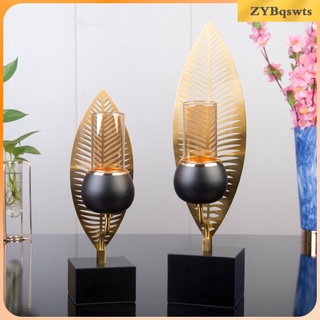 Leaf Shaped Votive Pillar Candle Holder Stand Candleholder Candlestick Stand Table Centerpiece Bathroom Teahouse Living