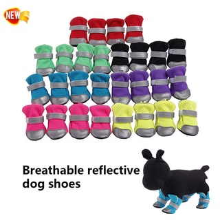 4 piezas/zapatos transpirables suaves para mascotas/perro/cachorro/regalo reflectante para primavera/verano