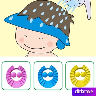 Flexible EVA niños ajustable gorro de ducha cuidado del bebé gorro protector de baño azul clickstore