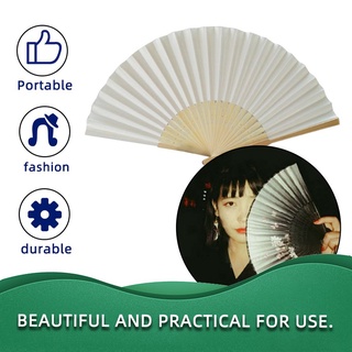 DIY Summer Bamboo Folding Hand Held Fan Chinese Dance Party Solid Color Fan