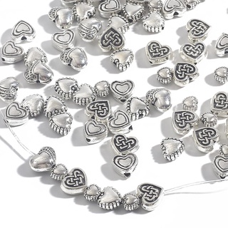 CHARMS Aryastark 20-50 unids/lote cuentas de corazón antiguo Color plata suelta espaciador de cuentas para hacer joyas pulsera collar hallazgos DIY encantos colgante