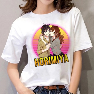 Nuevo Anime japonés Horimiya camiseta Kawaii dibujos animados camisetas Cool Hip Hop blanco tops