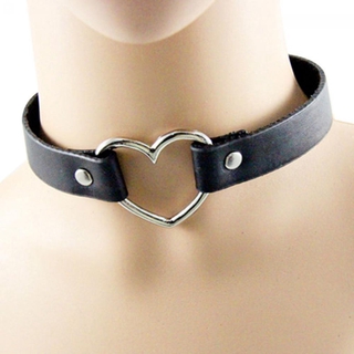 TOPLIVING Fashion Necklace Goth Heart Handmade Chain Pu Leather Punk Rivet Choker O-ring/Multicolor (6)