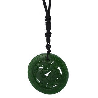 Collar verde colgante de Jade HeTian dragón de China amuleto único con cuerda de 60 cm ☆pxmall