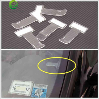 [venta al por mayor] 5pcs Auto coche Ticket carpeta Mini en forma de T transparente Ticket carpeta soporte soporte para coche oficina casa