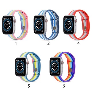 6 colores arco iris correa apple watch banda 42 mm 38 mm 40 mm 44 mm iwatch serie 6 se 5 4 3 2 1 correa de silicona bistar3c