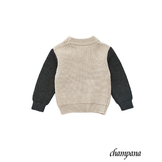 ✲Xv✥Los niños Casual de manga larga suéter de moda contraste Color cuello redondo jersey prendas de punto (8)
