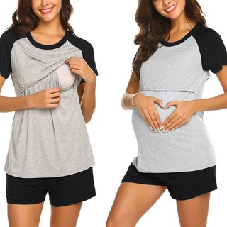 2 pzas Conjunto De Pijama/Camiseta De manga corta+Shorts Para lactancia materna/bebé