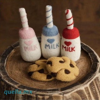 quella DIY Baby Wool Felt Milk Bottle+Cookies Decorations Newborn Photography Props Infant Photo Shooting Accessories Home Party Ornaments