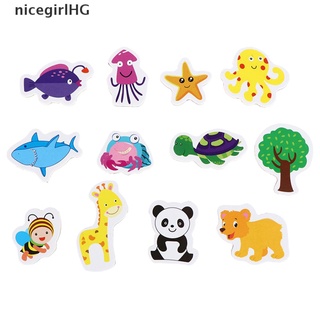 [NicegirlHG] 12Pcs Mix Ocean Animals Wooden Fridge Magnet Creative Cartoon 3D Stickers Toys Recommended