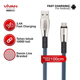 Vivan - Cable de datos Micro USB (2,4 a, 100 cm, 1 año de garantía oficial)
