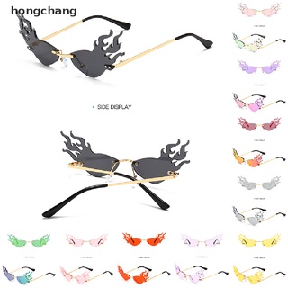 hongchang - gafas de sol de lujo con llama de fuego para mujer, sin montura, para vintage, mx