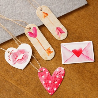 Dais 50Pcs dulce rosa amor regalo etiquetas DIY corazón colgar etiquetas de los amantes del día de san valentín Kraft etiquetas de regalo con Kit de envoltura de cuerdas (4)