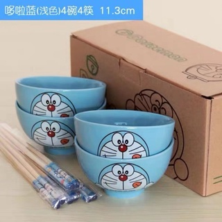 Hello Kitty y Doraemon Bowl/ORI 4 en 1 cuenco de cerámica/ Doraemon - cuenco de arroz