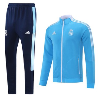 2021/22 Real Madrid manga larga Chamarra azul chándal ropa de entrenamiento de alta calidad A+++