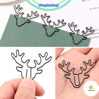 Simple suministros de oficina Clip de papel marcador Clip lindo 20 piezas creativo de dibujos animados de Metal papelería alce forma de Animal