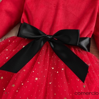 ❉DB♡Little Girl’s Casual Long Sleeve Dress Christmas Velvet Mesh Yarn (7)