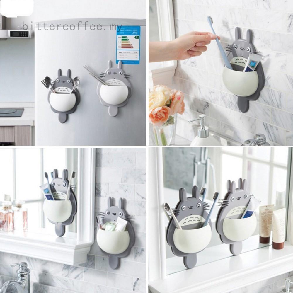 Totoro succión tipo pared cepillo de dientes titular multifunción cepillo de dientes de dientes estante de almacenamiento de baño suministros para el hogar