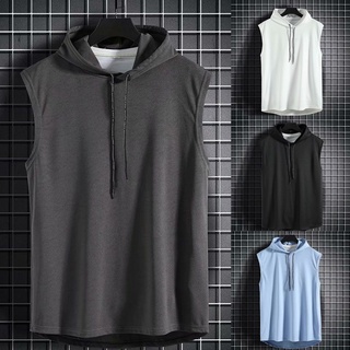 Hong Kong Style Street Hooded Vest Sleeveless T-shirt Summer Menswear Vest Thin