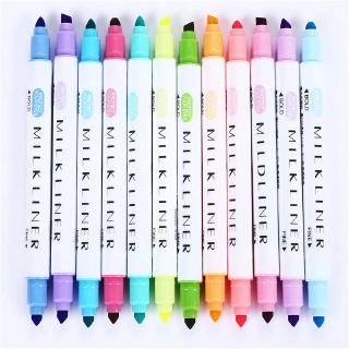 12 Pcs/set Japanese Mildliner Pens Milkliner Double Headed Fluorescent Pen Cute Art Highlighter Drawing Mark Pen Stationery