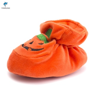 Walkers 1 par de niños zapatos de bebé calabaza mantener caliente antideslizante primeros pasos aprender transpirable para Halloween (4)