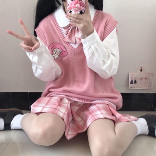 My Melody Kawaii Kuromi Cinnamoroll Sanrio para niñas, chaleco de felpa de dibujos animados, Chaleco de punto, regalo