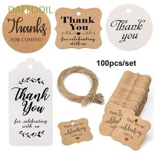 Narcisodil 100pcs tarjetas colgante etiqueta hecha a mano gracias Kraft etiquetas de regalo de boda fiesta DIY papel equipaje paquete de envoltura de yute cordel (1)