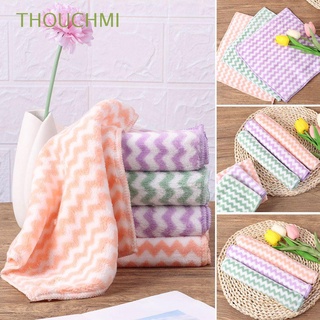 THOUCHMI Thicken Kitchen Rags Housework Cleaning Tools Dish Cloth Absorbent Coral Velvet Striped Home Clean Towel/Multicolor