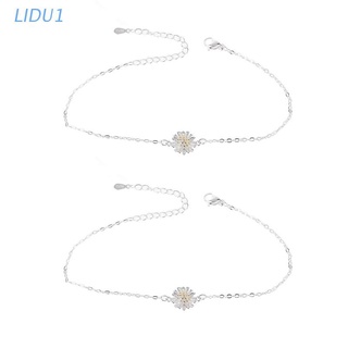 Lidu1 - pulseras de flores bañadas en plata, cadena de pie, joyería de moda