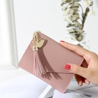Korean Style Women's Wallet Tassel Pendant Litchi Pattern Wallet Card Holder