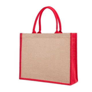 brroa yute arpillera bolsa de arpillera reutilizable bolsas de comestibles con asas de compras bolso favores bolsa de regalo playa viaje almacenamiento organizador (1)