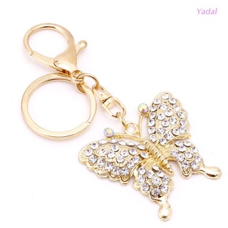yadal fashion charm llavero de diamantes de imitación de metal mariposa llavero colgante bolsa de regalo