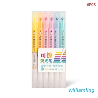 willi 6pcs Double Head Erasable Highlighter Pen Marker Pastel Liquid Chalk Fluorescent Pencil Drawing Stationery