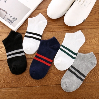 calcetines de los hombres transpirables calcetines deportivos de color sólido calcetines de barco cómodo de algodón calcetines de tobillo blanco negro