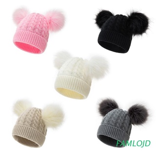 FAMLOJD Baby Stuff Pompom Hat Winter Knitted Kids Baby Girl Hat Warm Children Infant Beanie Cap Bonnet (1)