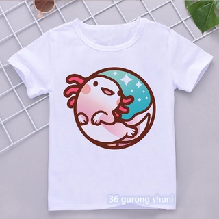 2022 Donut Axolotl De Dibujos Animados Camiseta Niñas/Niños Kawaii Ropa De 3-13 Años Niño Verano Tops