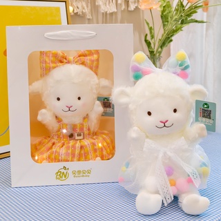 Muñeca de cordero genuino juguete de peluche con palabras anti-falsificación cordero conforts muñeca almohada para dar a las niñas regalos de cumpleaños