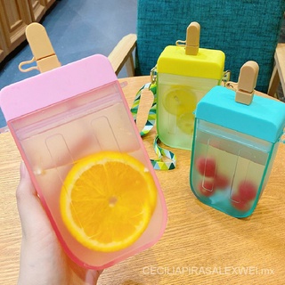 Cute Straw Cup New Plastic Popsicle Water Bottle Outdoor Transparent Juice Drinking Cup Creative Student Mug for Adult Children 5Zz8