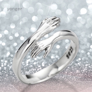S925 plata vintage artesanía de dos manos abrazo el anillo abierto tailandés anillo de plata