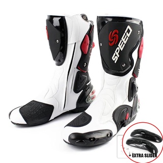 B1001 Motorcycle Racing Boots Professional Speed Biker Shoes Motorbike Long Haul Gear Shift Protector Microfiber Leather Botas