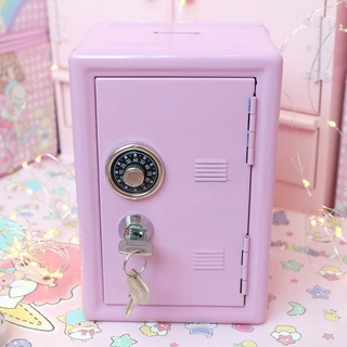 nuevos productos Ins girl heart safe box rosa caja de ahorro decorativa hucha metal hierro mini dormitorio armario de almacenamiento