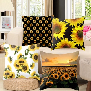 4 Pack Throw Pillow Case Decorative Cushion Cover Square Pillowcase Yellow Sunflower Black Sofa Bed Pillow Case Cover