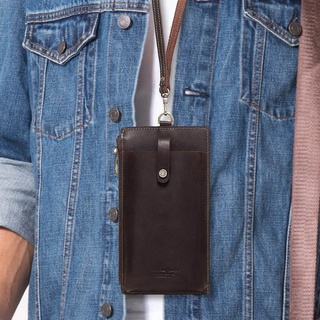 Bst bolsa de cuero para teléfono celular colgante cuello monedero monedero tarjeta de crédito bolsa de bolsillo en efectivo organizador titular