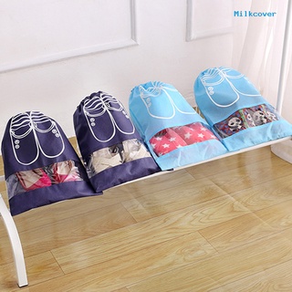 [Milkcover] Portable Travel Shoe Bag Zip View Window Drawstring Pouch Waterproof Shoes Bag (1)
