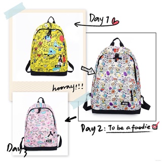 kpop bts bt21 mochila de las mujeres de dibujos animados de impresión de la escuela bolsa de ocio al aire libre bolsa de viaje deportes de regalo banners (1)