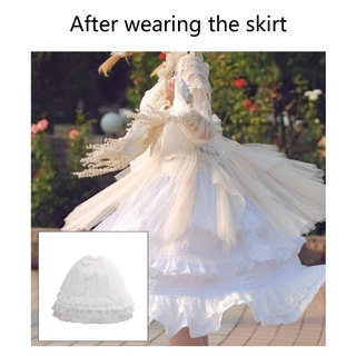 SEEY Women Lolita Big Bow Tiered Ruffled Floral Lace 3 Hoop Petticoat Crinoline Skirt (7)