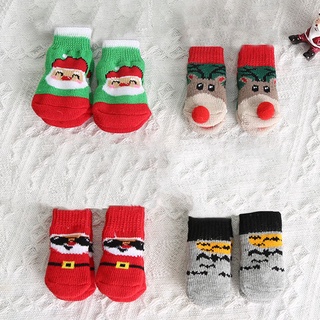 Tops* buena elasticidad calcetines para mascotas/perros/gatos/calcetines cortos antideslizantes para navidad (2)