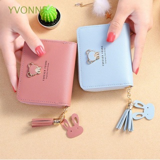 YVONNE Women Short Wallet Cute Bear Wallet Card Holder Portable Tassel pendant Credit ID Card Bus Card Korean Female Coin Purse/Multicolor