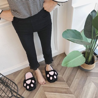 Comfortable Warm Cartoon Cat Claw Slippers Plush & Warm Cute Girls Flats