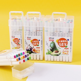 En stock! 12 colores/Set doble cabeza marcador pluma Alcohol tinta líquida resaltador pincel de pintura papelería suministros escolares